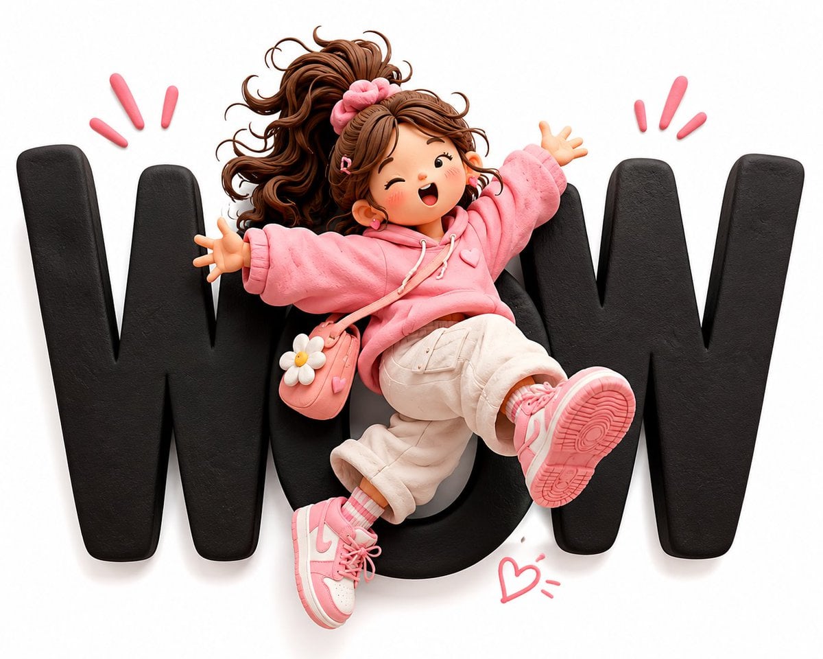Minimalist 3D clay illustration of a cute stylized cartoon character creatively 