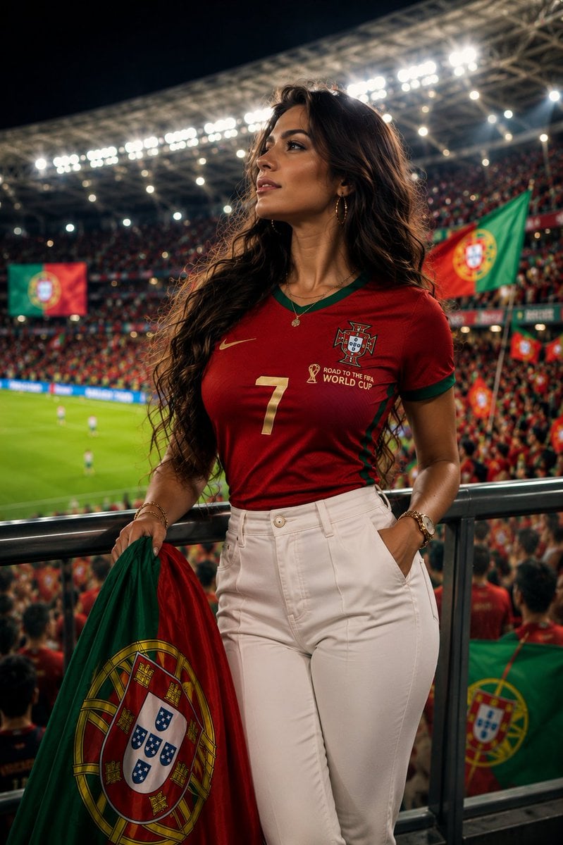 Ultra-realistic sports fashion editorial portrait of a stunning Argentinian woma