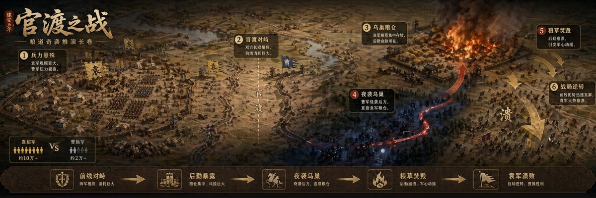 生成一张【[战役名称]可视化长卷】，单张完整图片，不要拼图，不要多宫格，不要分栏，横版 3:1。

战役主题：【[战役主题]】
标题：【[战役名称]】
副标题：