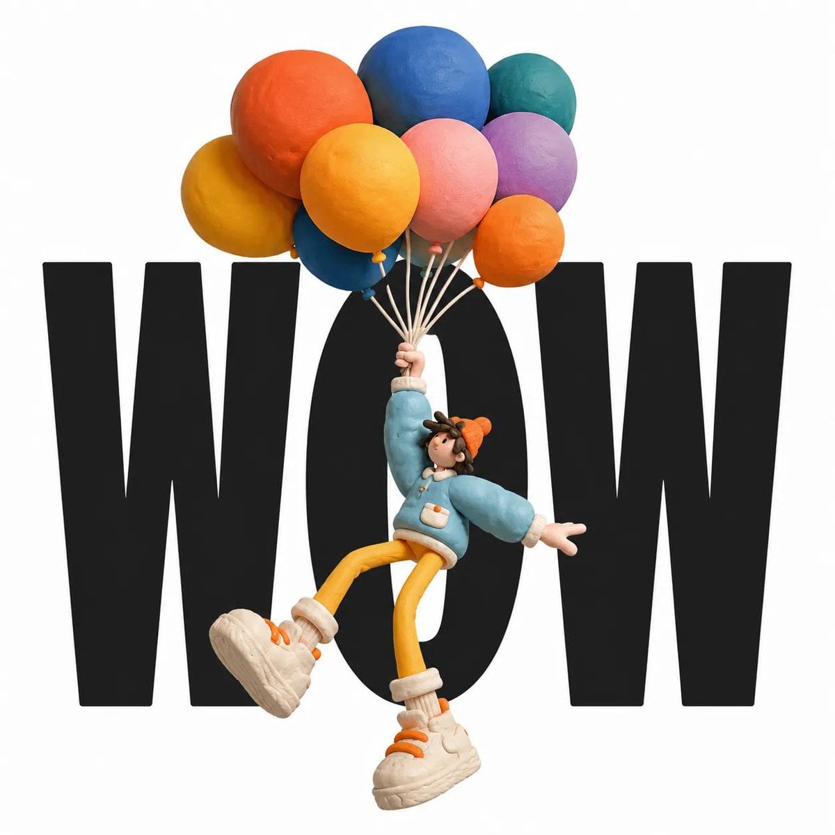 A cute handcrafted clay character in a whimsical 3D stop-motion style, standing 
