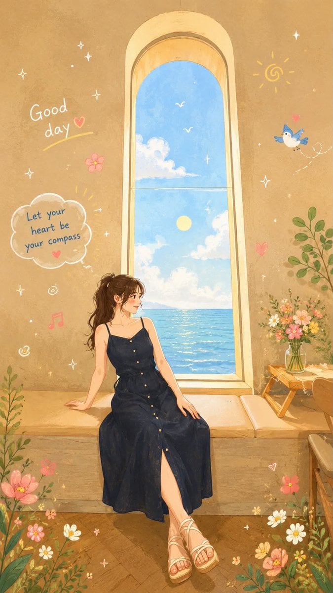 Transform this photo into a warm, soothing Folk Flat Illustration style. Preserv