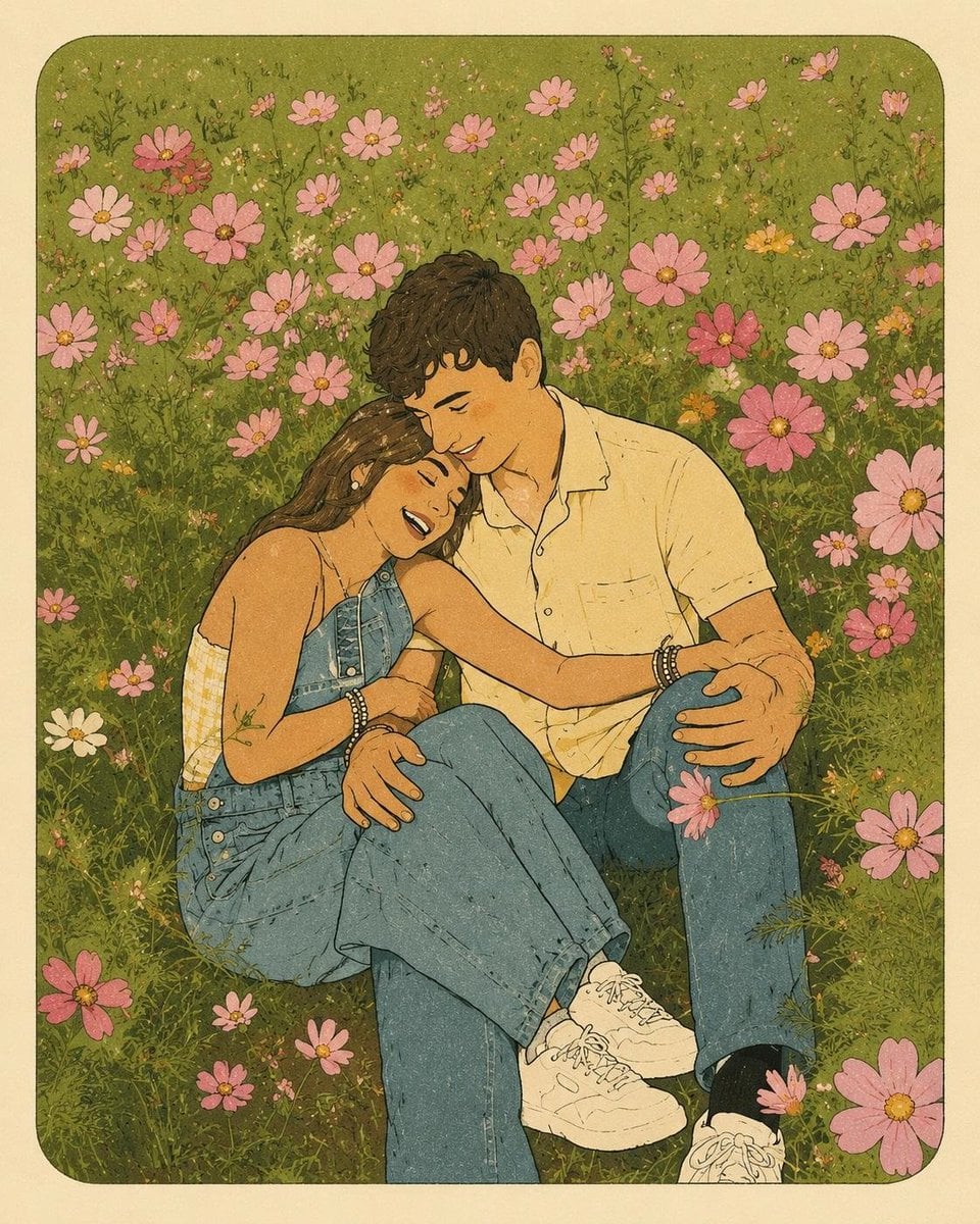 Create a flat poster in the style of a modern risograph using the attached photo
