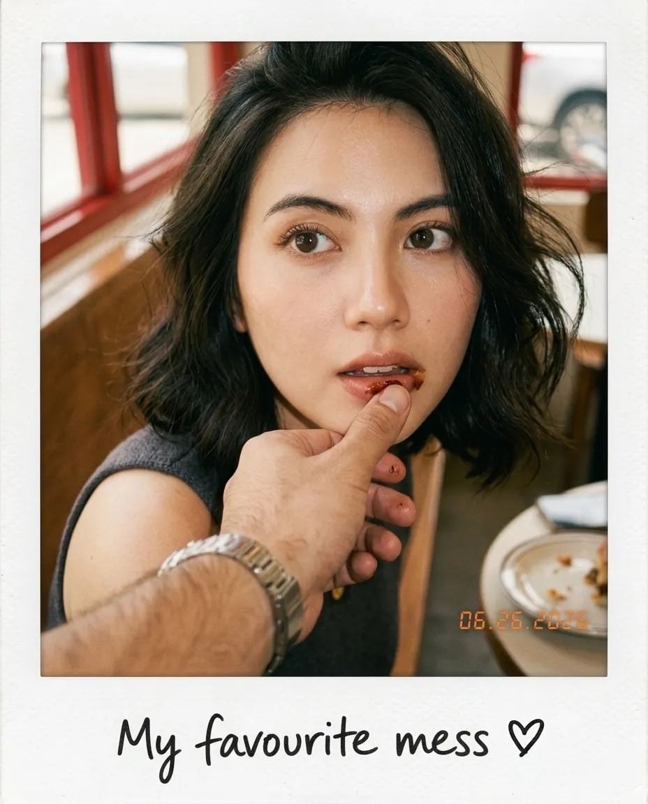 create image 4:5
Aesthetic candid café snapshot presented as a realistic vintage