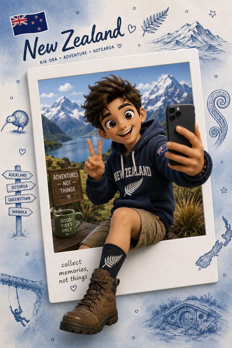 CREATE A PREMIUM 3D TRAVEL POSTCARD / POLAROID SOUVENIR

Transform the subject i