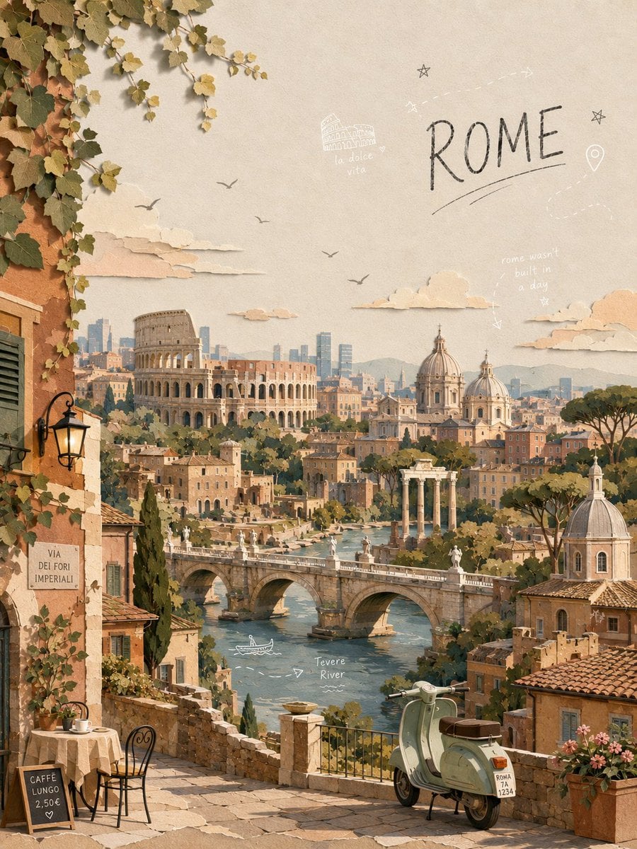 Create a premium commercial-quality vertical 3:4 layered paper-cut collage illus