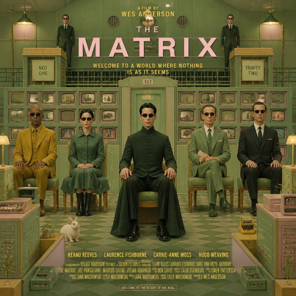 Reimagine [Movie Name] as a Wes Anderson feature film while preserving its iconi