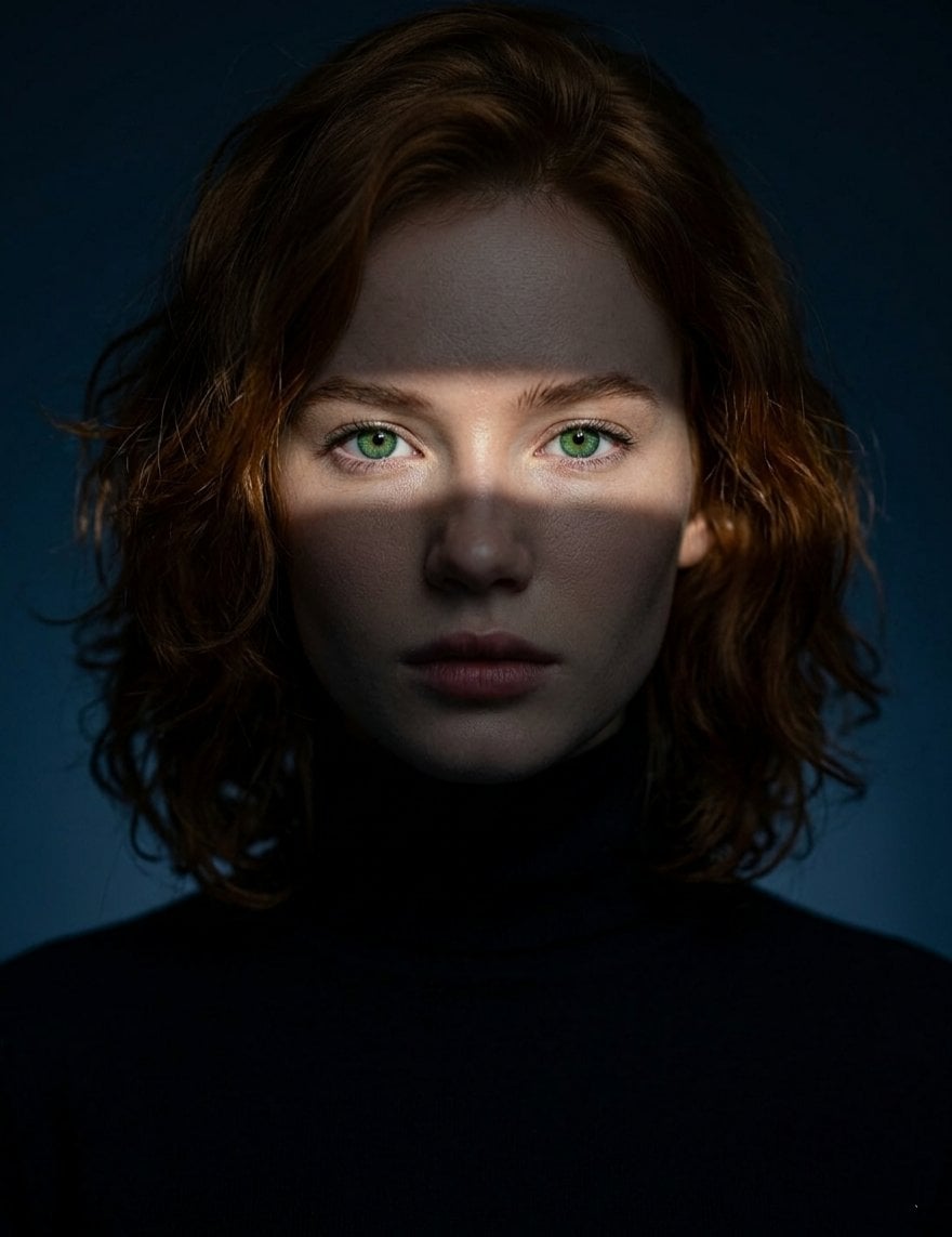 Ultra-realistic cinematic studio portrait, close-up headshot, subject centered, 