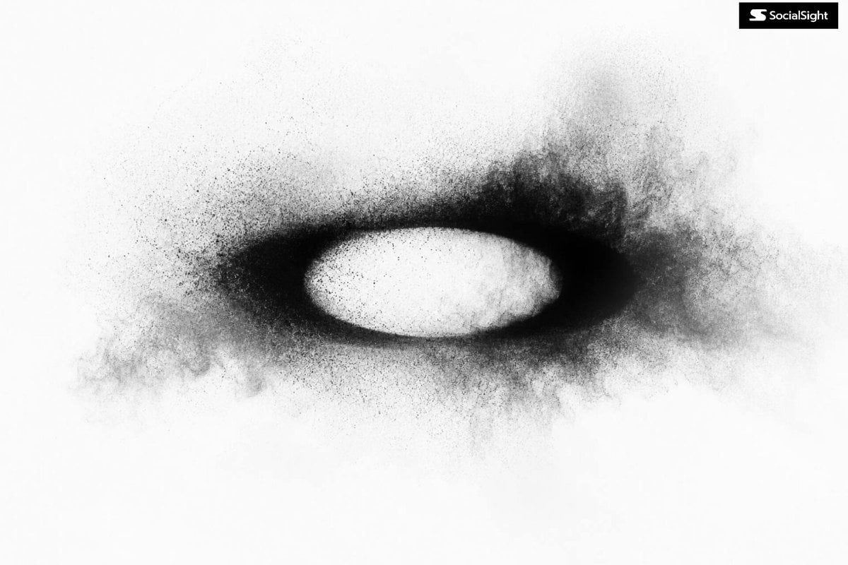 Abstract [Your Subject]  formed from thousands of soft black spray particles, fa