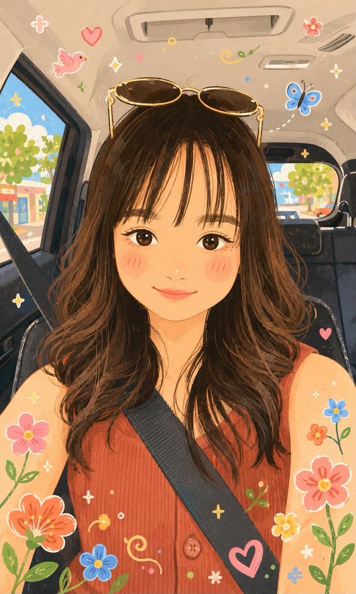 Transform the reference photo into a whimsical folk flat illustration with doodl