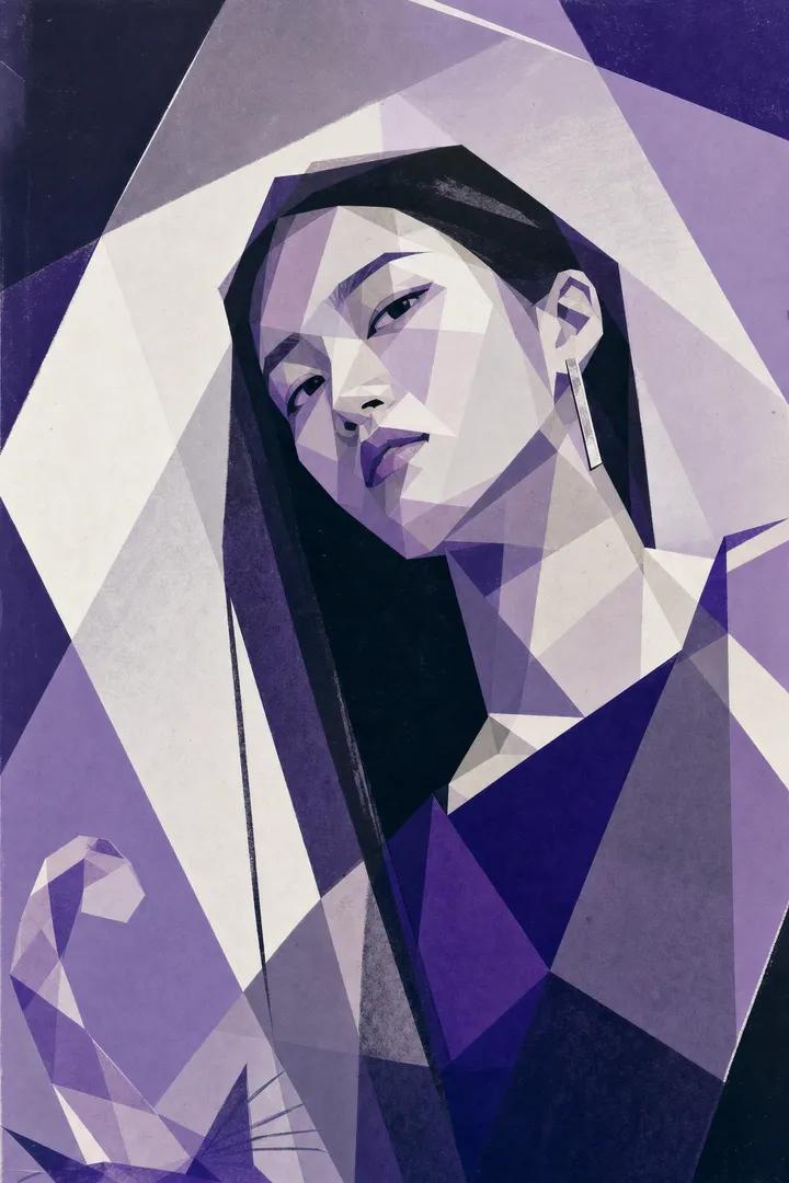 A striking piece of hard-edge modern art on matte archival paper, with visible s