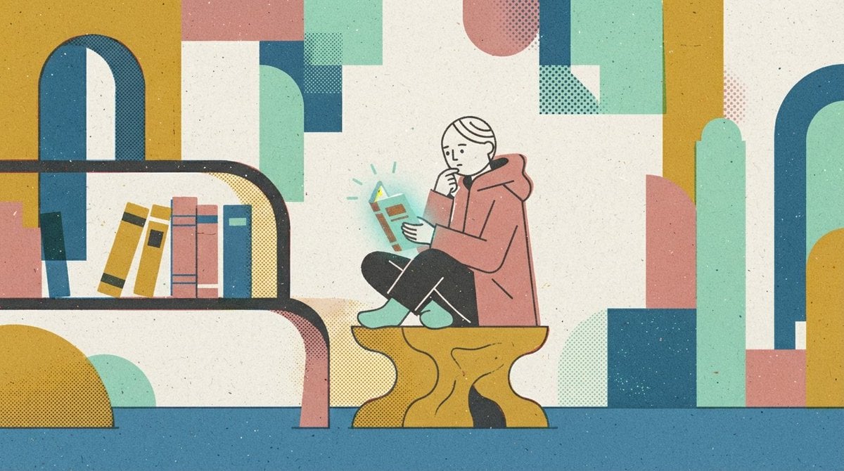a minimal flat animated scene of something neutral but interesting, a single cha