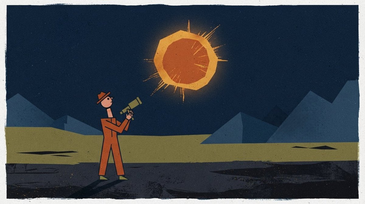 a minimal flat animated scene of something neutral but interesting, a single cha