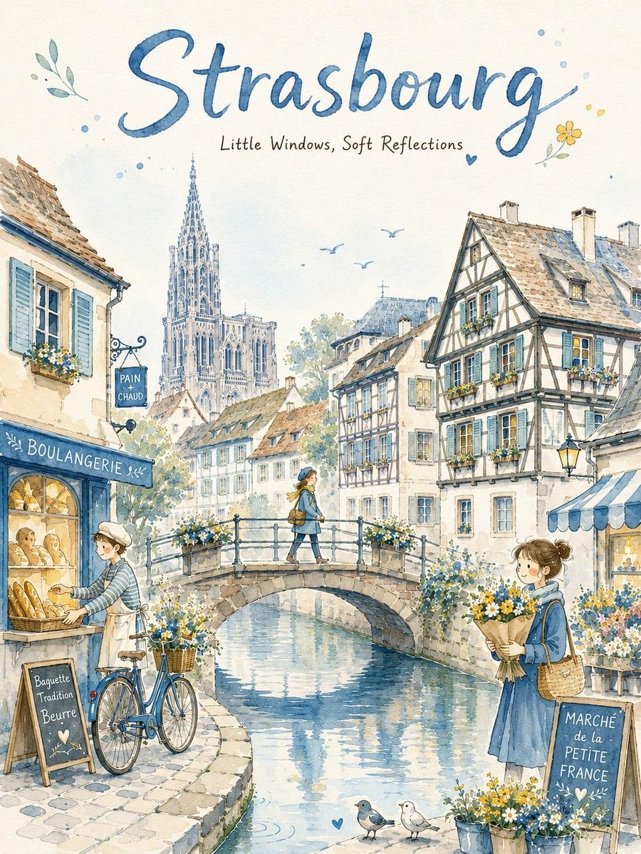Create a dreamy watercolor travel illustration in the style of a premium storybo