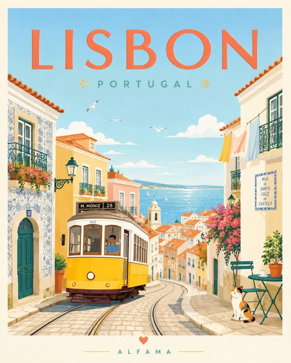 Create a minimalist cheerful travel poster illustration of [City Name].

Feature