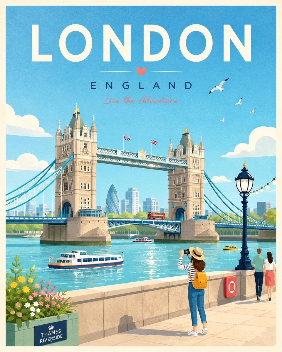 Create a minimalist cheerful travel poster illustration of [City Name].

Feature