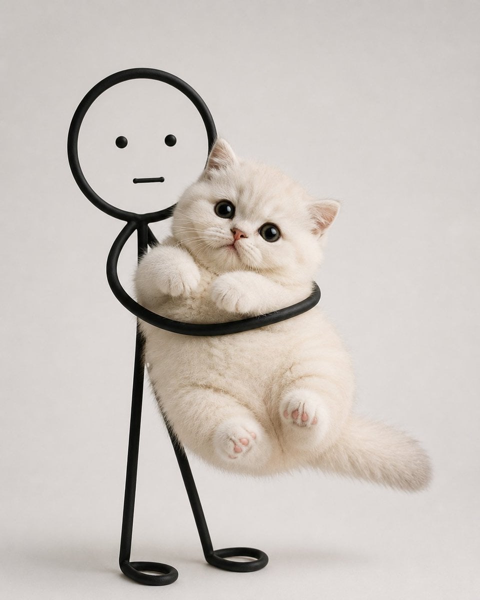 Create a minimalist, ultra-photorealistic studio photograph of an irresistibly c