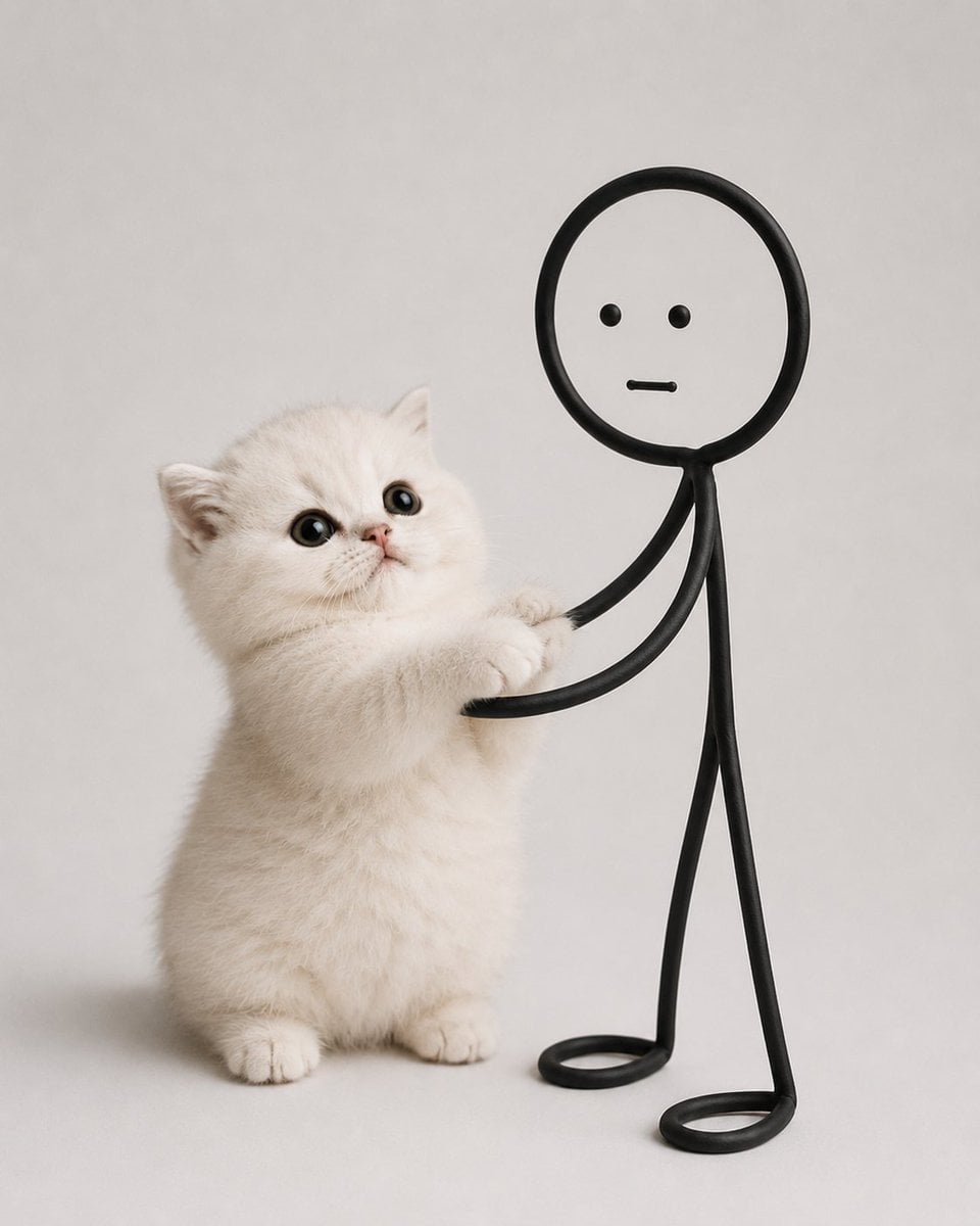 Create a minimalist, ultra-photorealistic studio photograph of an irresistibly c