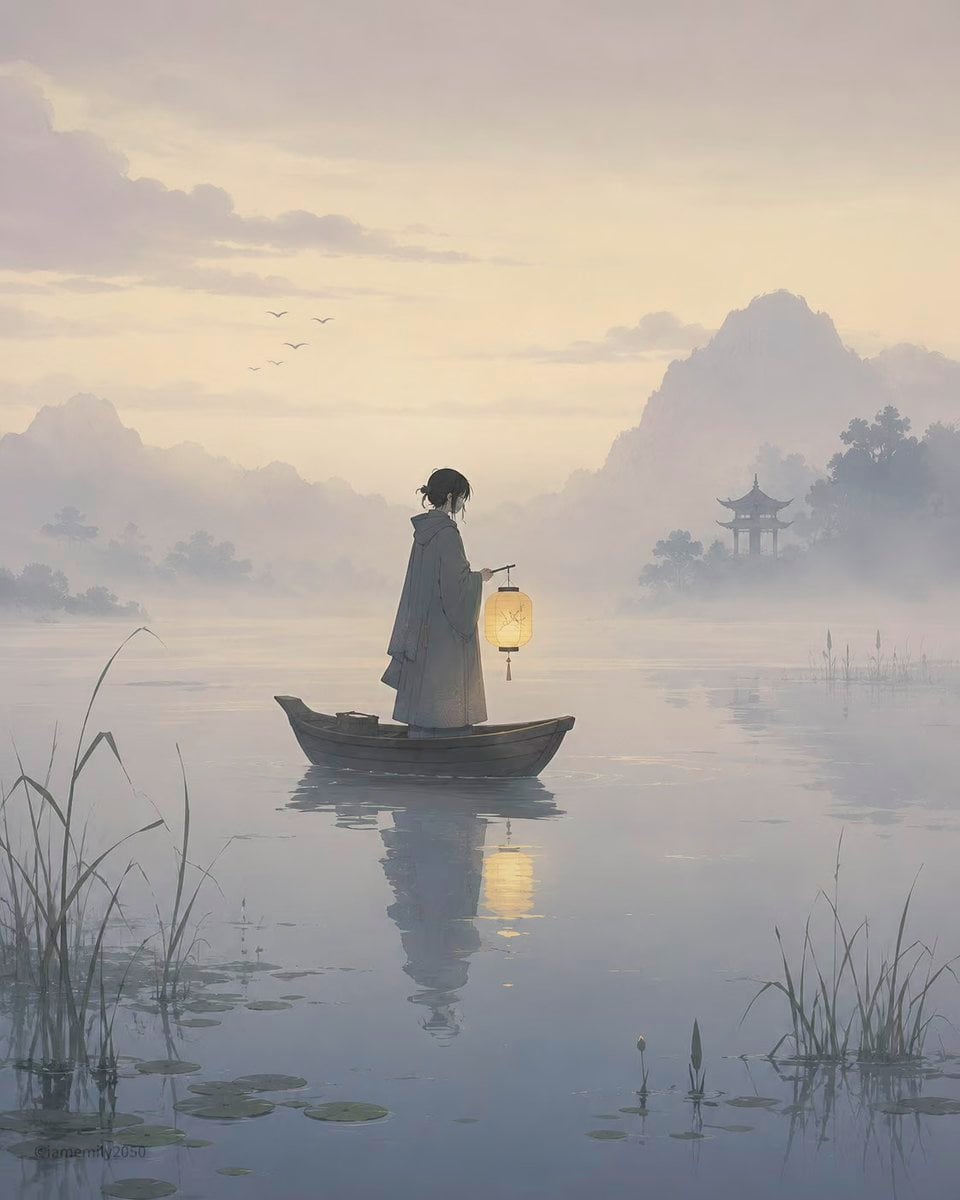 You are a visual style director for a quiet minimalist anime inspired illustrati