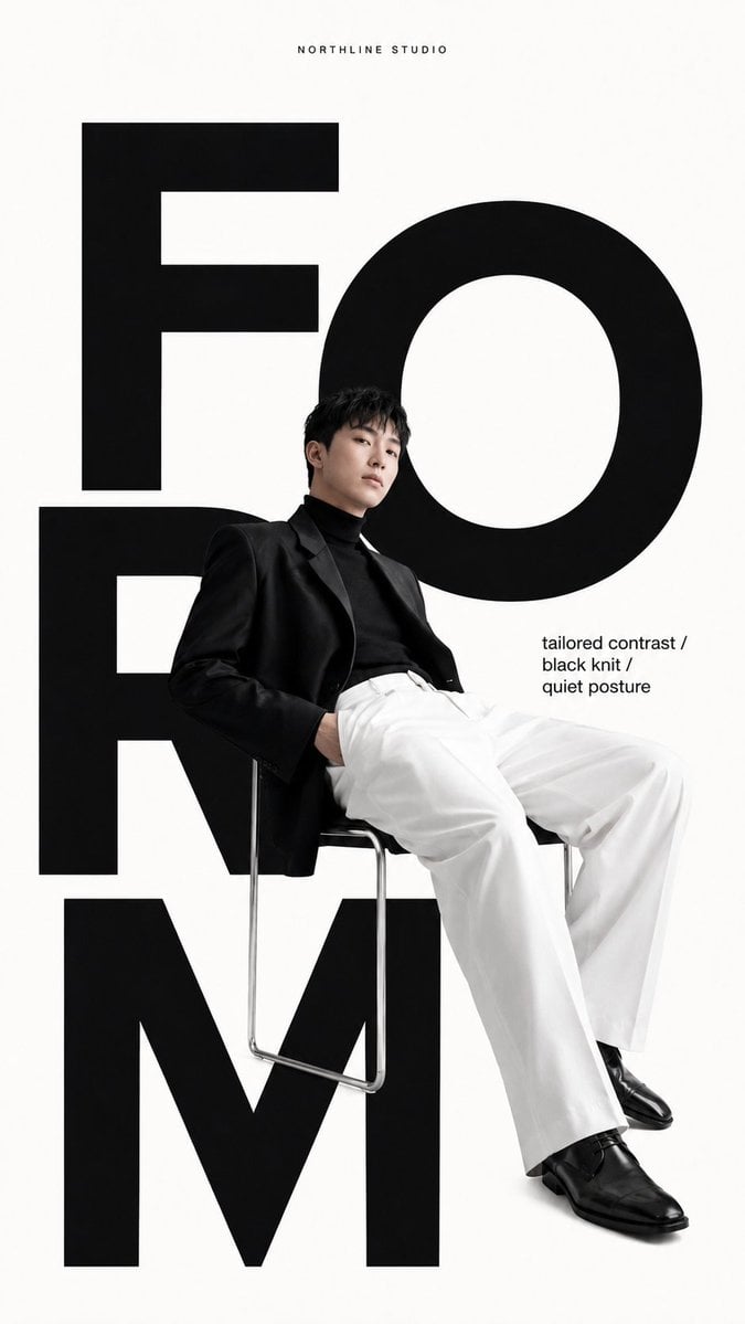 Create a high-end type couture editorial poster where typography becomes part of