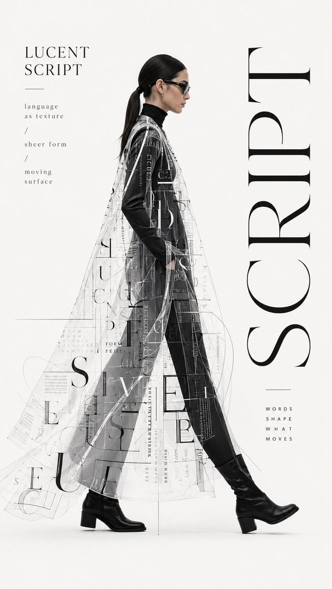 Create a high-end type couture editorial poster where typography becomes part of