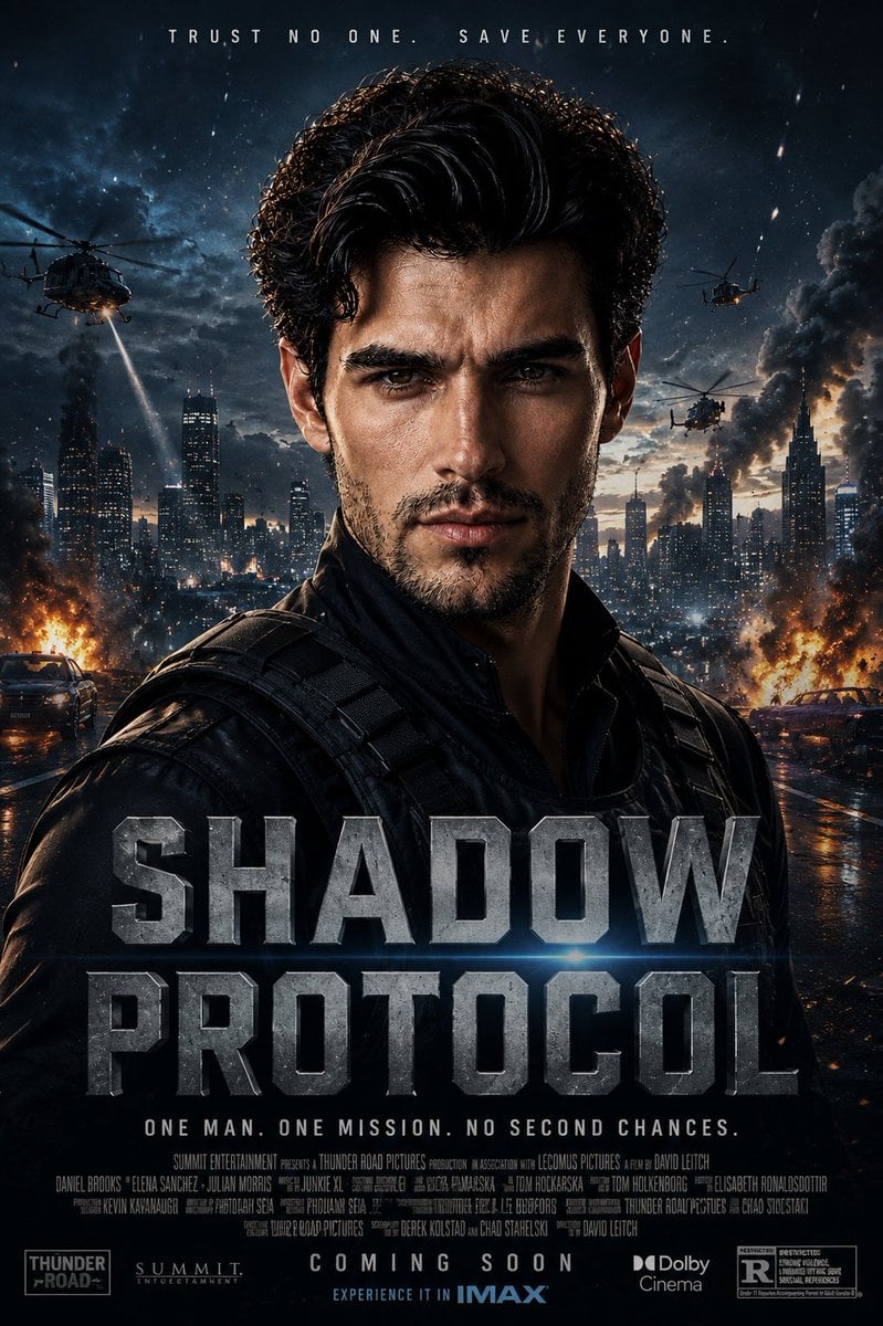 Create an epic Hollywood blockbuster movie poster featuring [Your Face] as the l