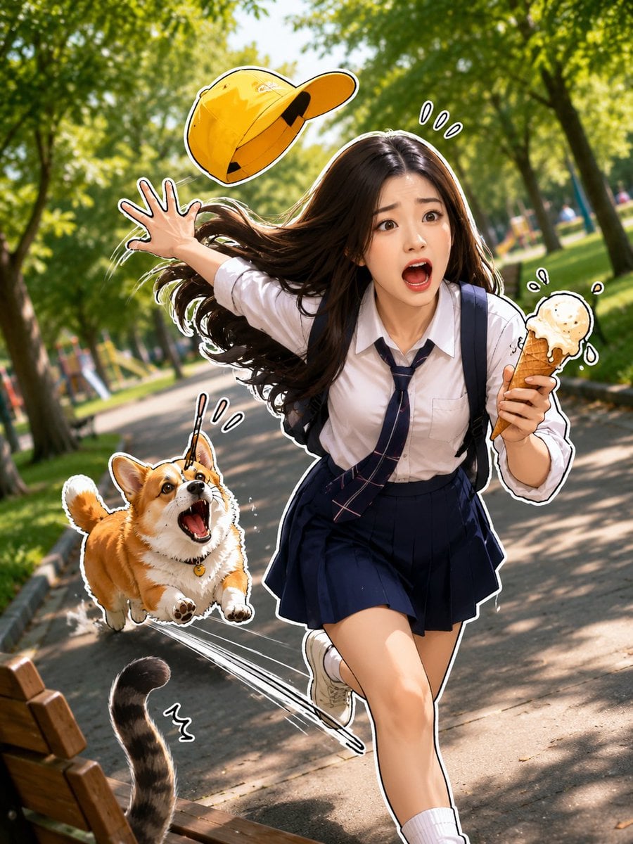 A vibrant and humorous 3D-style sticker design superimposed onto a real-life pho
