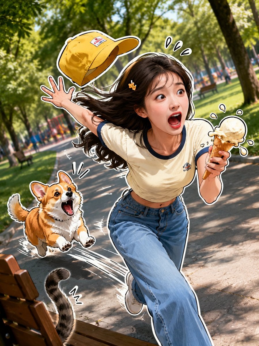 A vibrant and humorous 3D-style sticker design superimposed onto a real-life pho