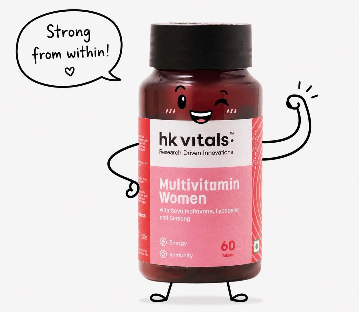 Take this product photo and add a playful hand-drawn doodle character on top of 