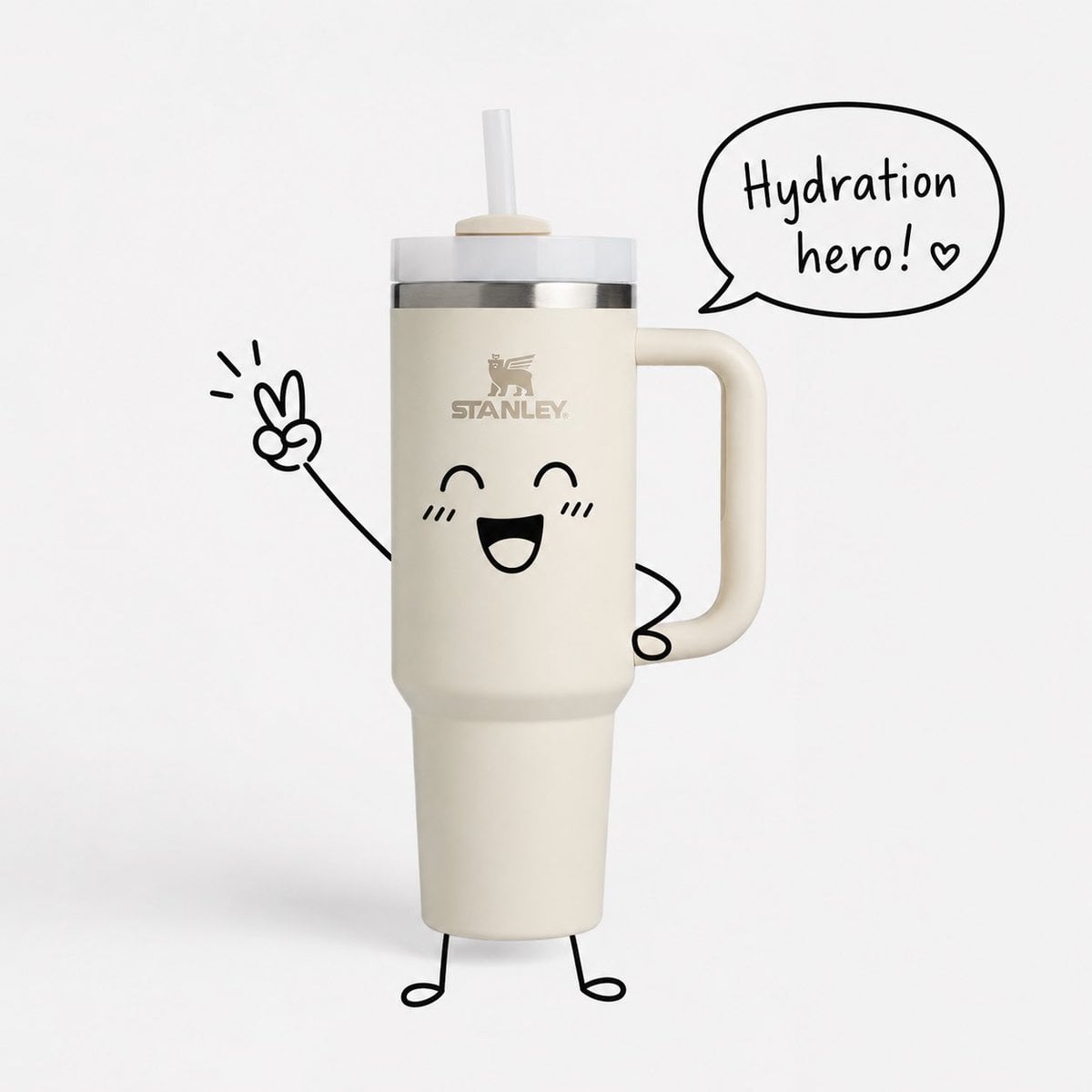 Take this product photo and add a playful hand-drawn doodle character on top of 