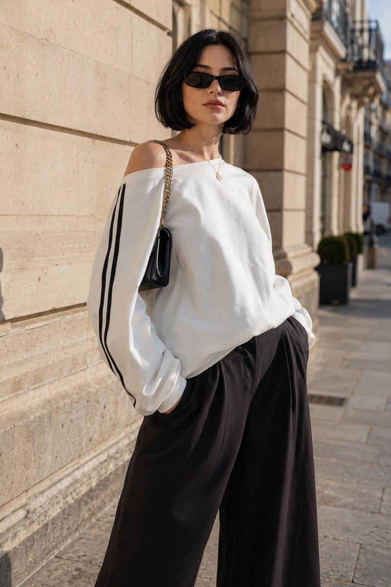 A cinematic portrait of a young woman with a sleek black chin-length bob haircut