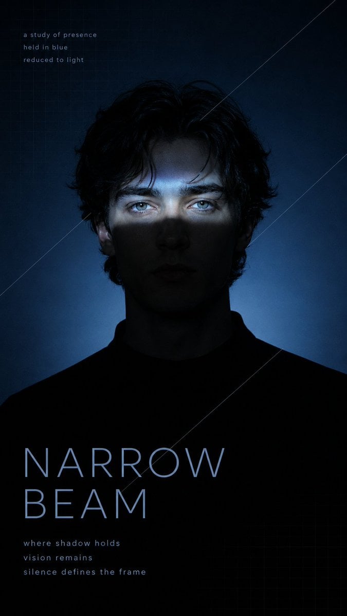 Create a 9:16 high-end experimental portrait poster with a clean editorial layou