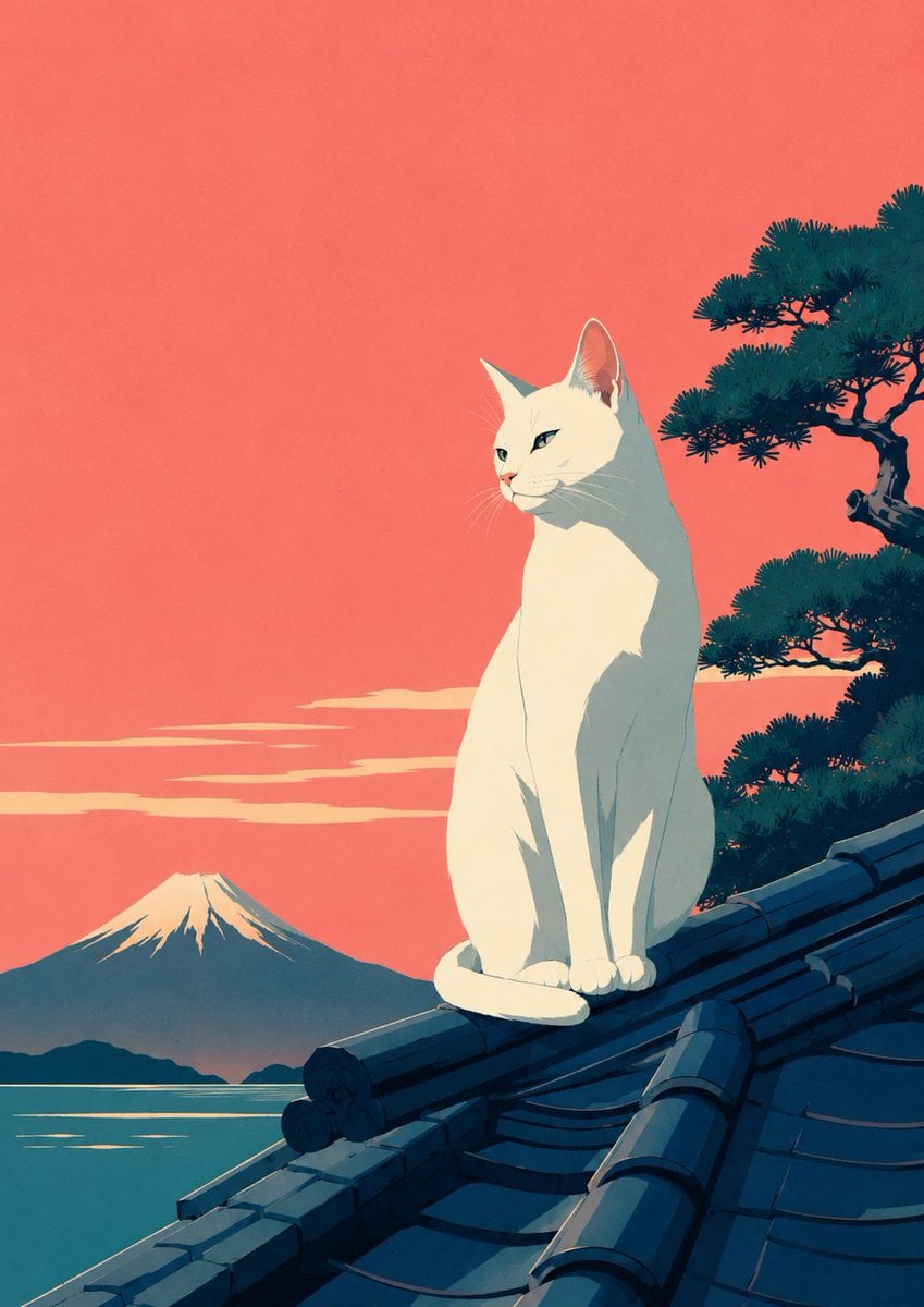 复古旅行海报风格精致日系插画，主体为[主体]。主体为高级日系时装插画风格，轮廓优雅，比例修长，表情清冷克制，细节精致但不过度写实。精致赛璐璐上色，大面积扁平色块
