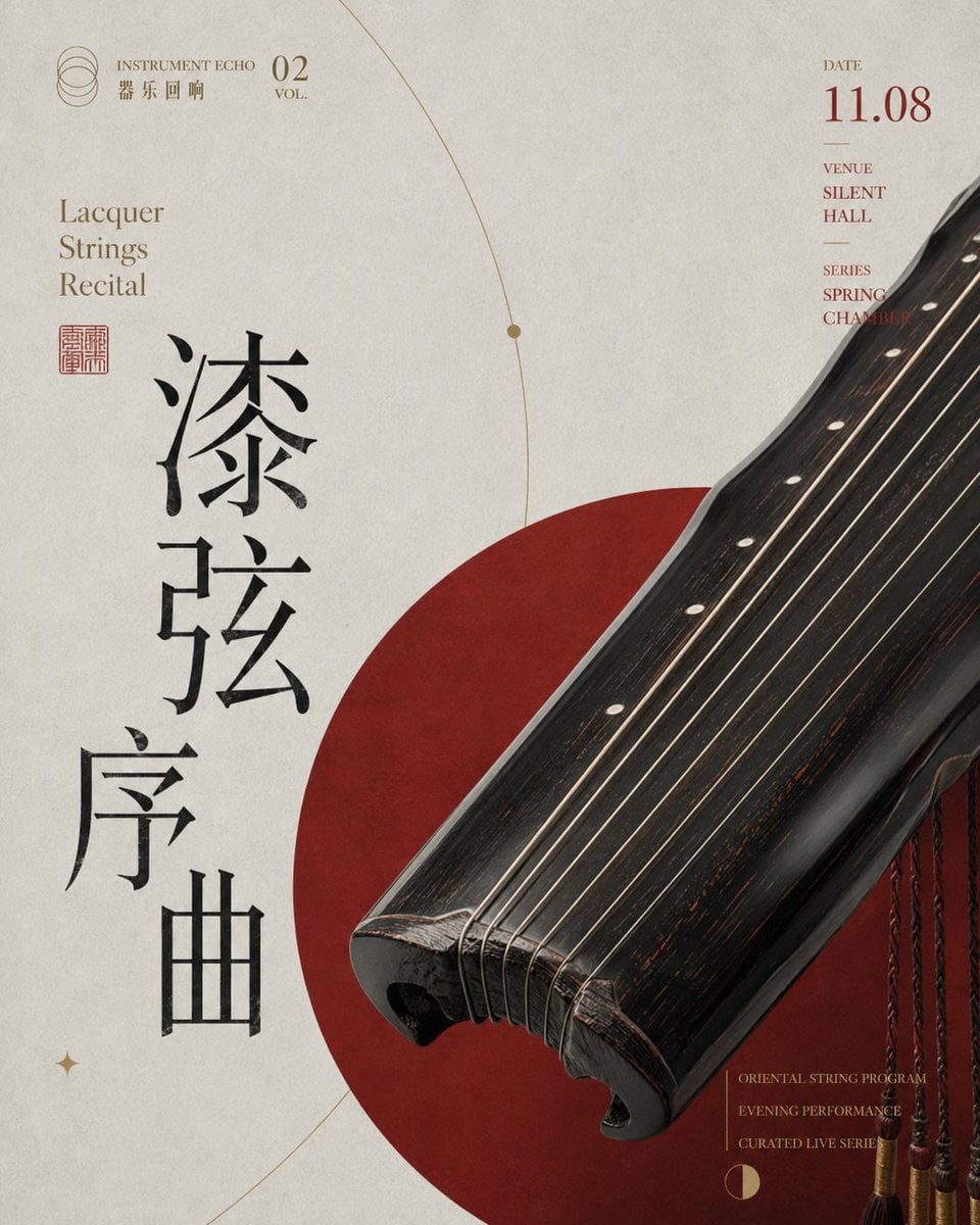 生成一张 4:5 竖版高清音乐会艺术海报，系列主题为[系列名称]，单张主题为[海报标题]。

画面风格为现代展演海报，高级音乐会视觉，具有艺术馆海报感、杂志排版