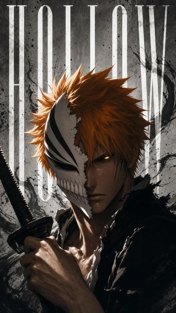 Ultra-detailed dark anime portrait of an orange-haired swordsman inspired by a l