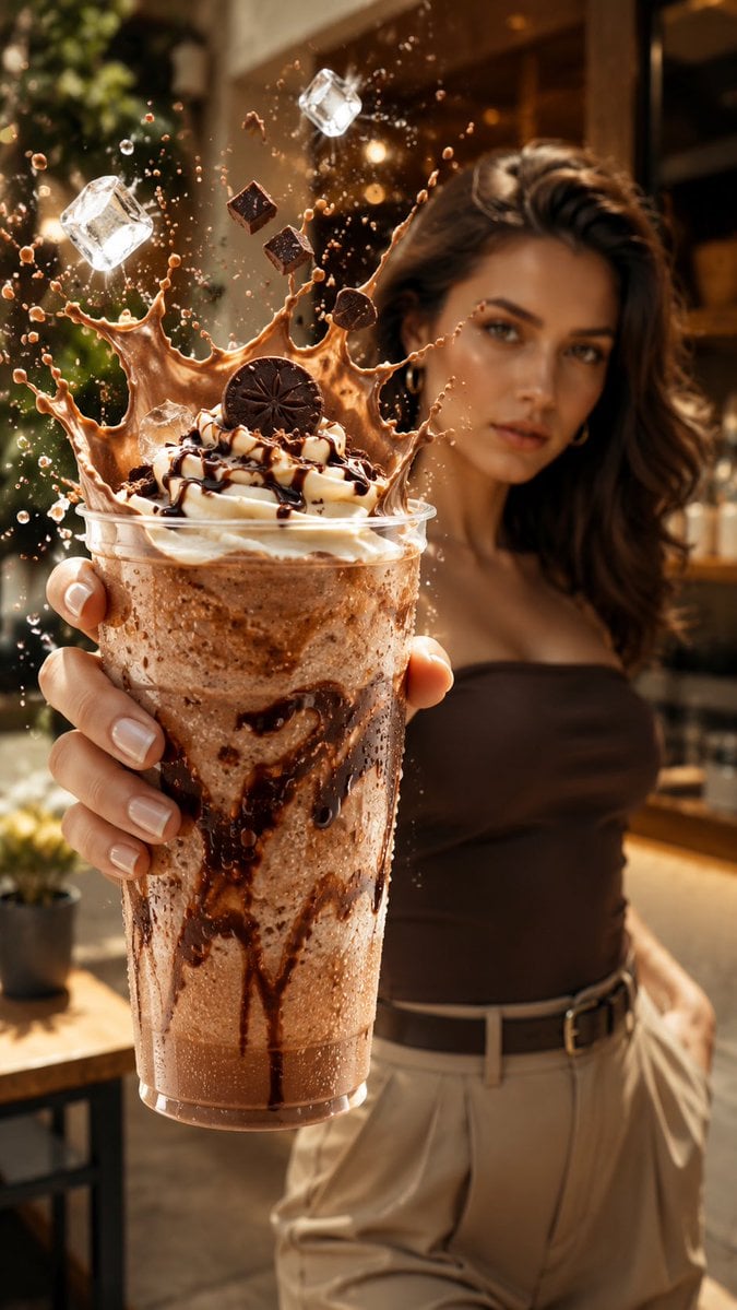 Ultra-realistic luxury beverage advertisement, cinematic commercial photography,