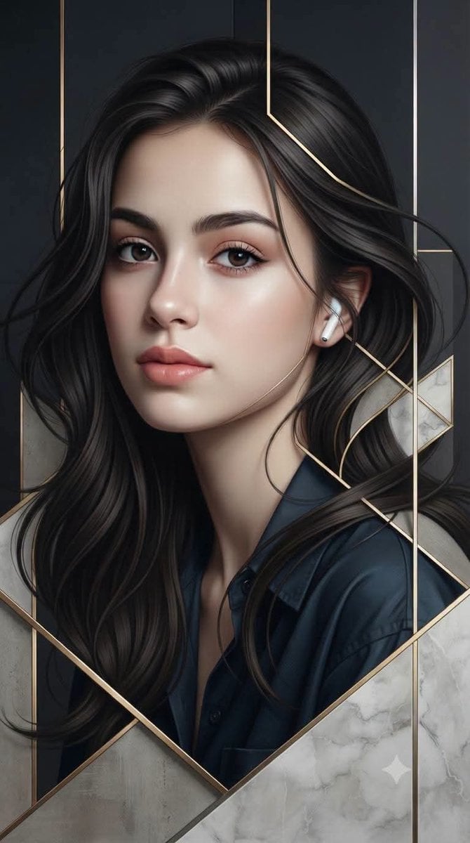 Reference photos are transformed into ultra-detailed, surreal editorial portrait