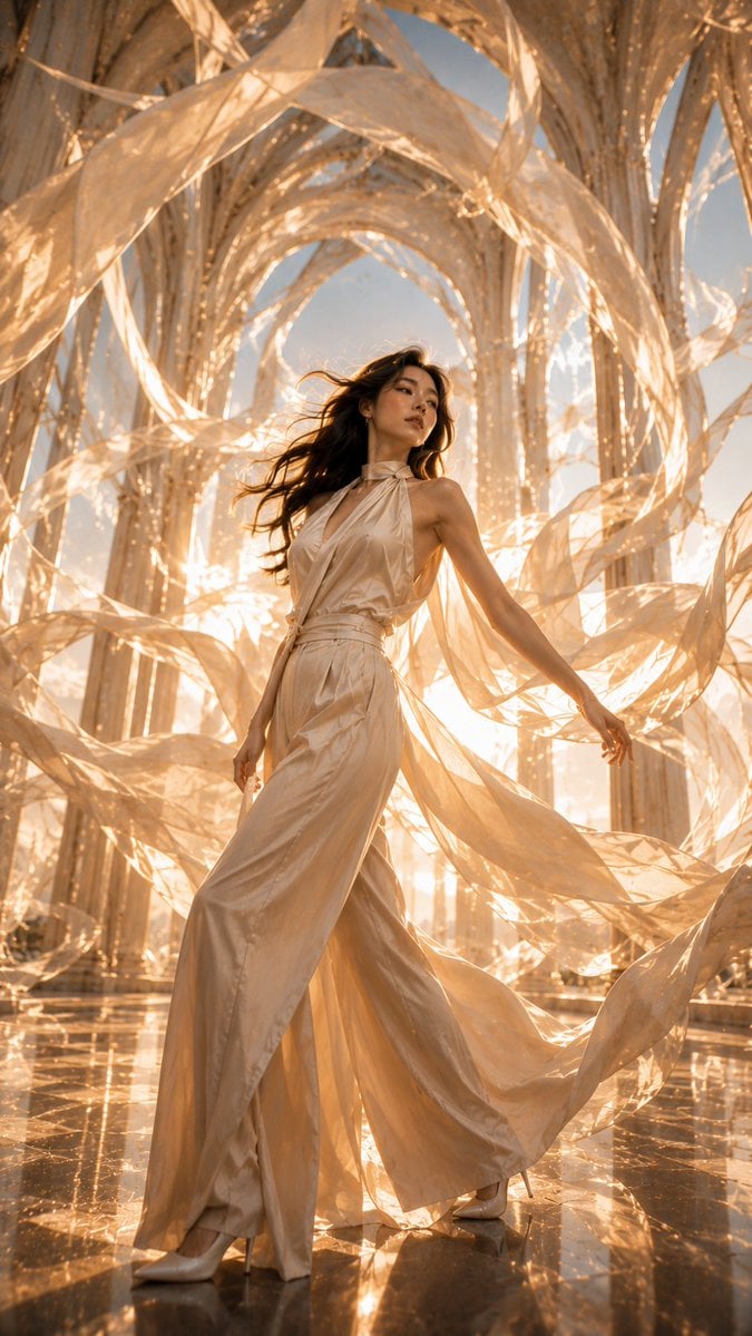 An ultra-premium high-fashion editorial portrait of a beautiful young East Asian