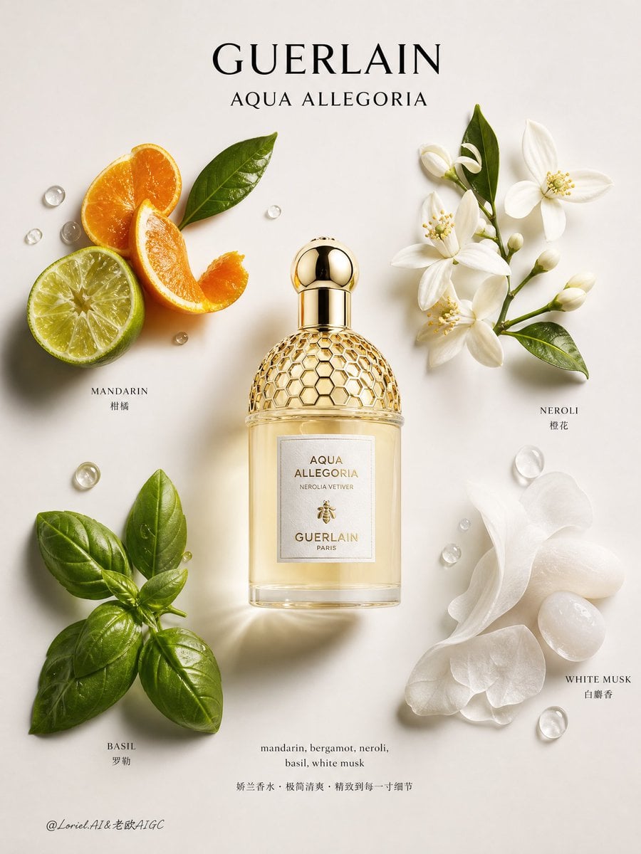 Create an ultra-premium advertising poster for Guerlain perfume, in the visual s