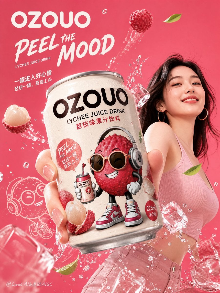 Create the fourth image of the unified brand visual system for “OZOUO” fruit dri