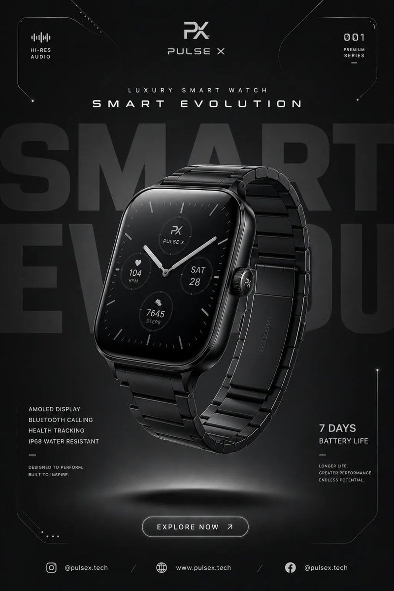 Create a premium modern tech product promotional social media poster for [BRAND 
