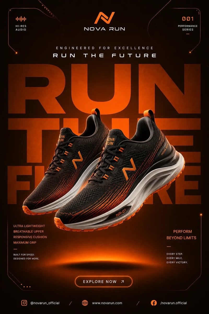 Create a premium modern tech product promotional social media poster for [BRAND 