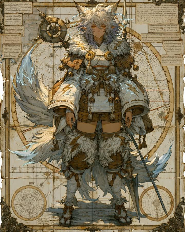 Masterpiece, ultra-detailed fantasy anime character concept art, full-body anthr