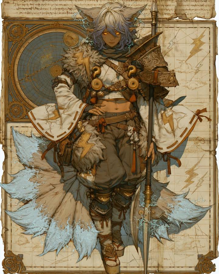 Masterpiece, ultra-detailed fantasy anime character concept art, full-body anthr