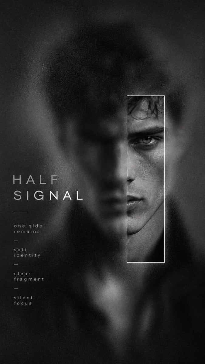 Create a 9:16 high-end blurred reveal portrait poster with a cinematic identity-