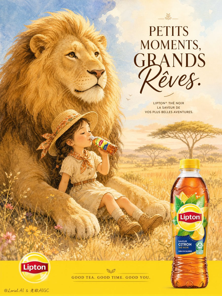 Create an ultra-premium advertising poster for **Lipton Black Tea Beverages** in