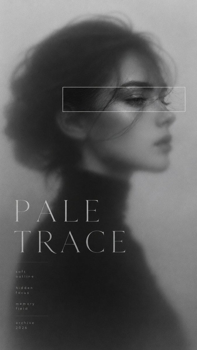 Create a 9:16 high-end color reveal editorial poster with a blurred fashion port
