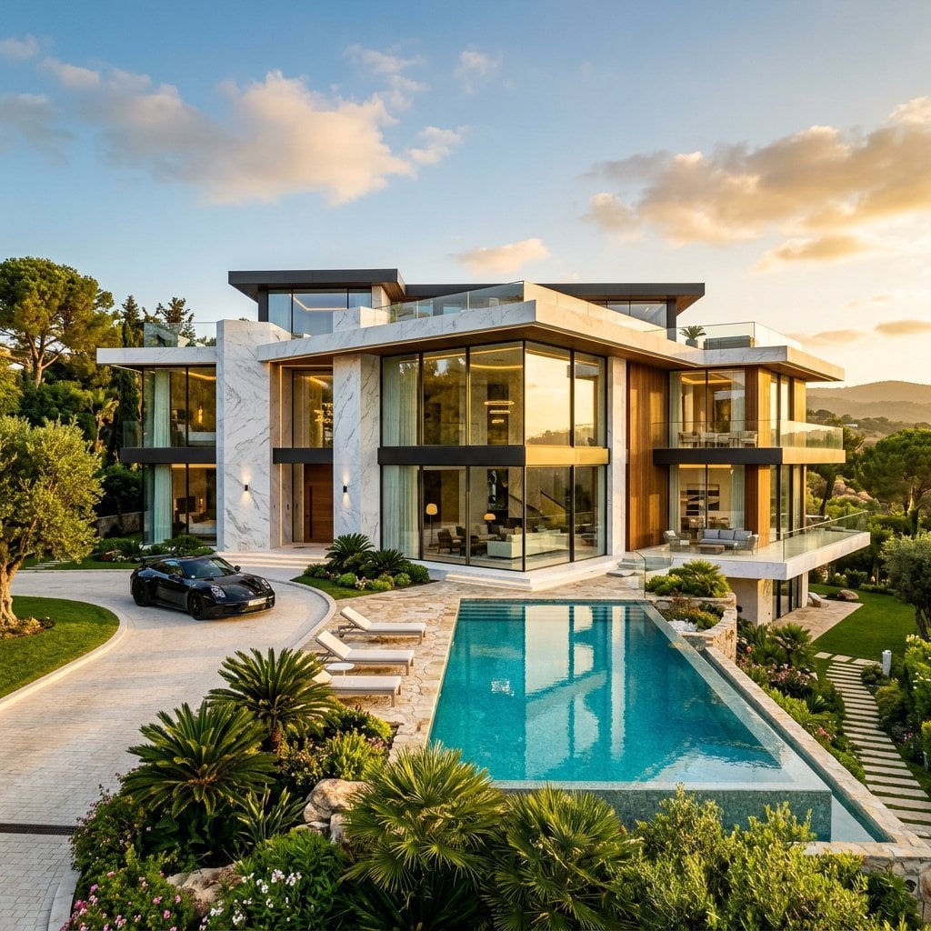 Prompt 1 👇
Ultra realistic modern luxury mansion, grand architectural design, l