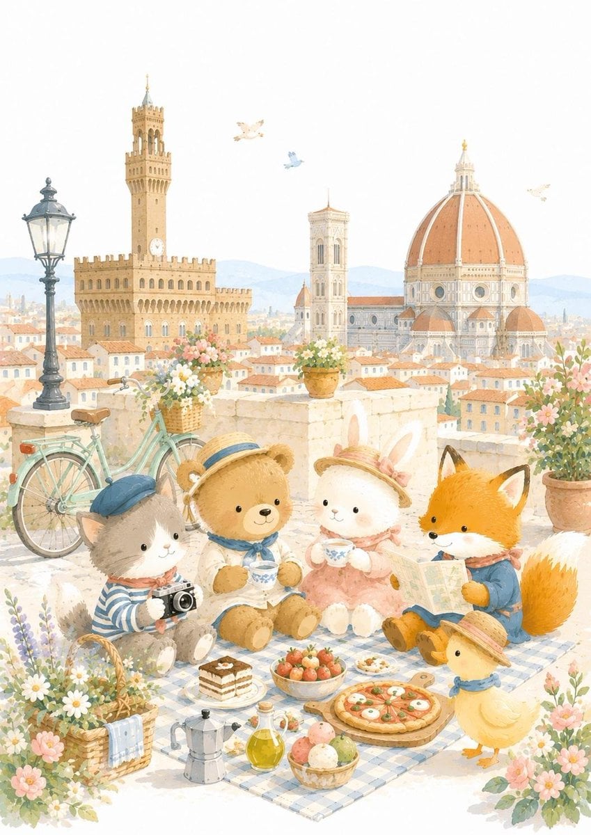 Create an adorable children's storybook travel illustration of [City].

The illu
