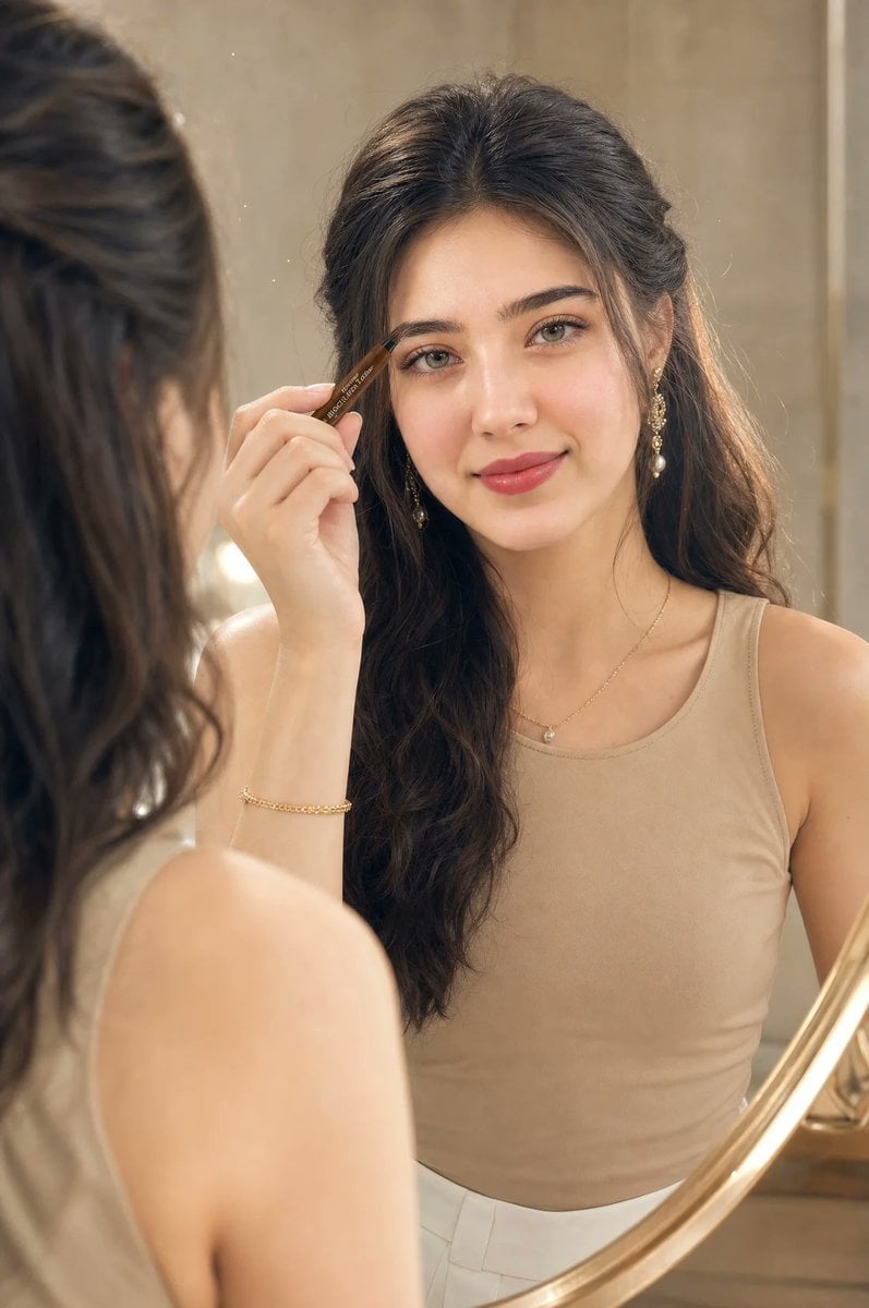 Prompt 1:
beautiful young Asian woman, with natural glam makeup, neatly shaped e