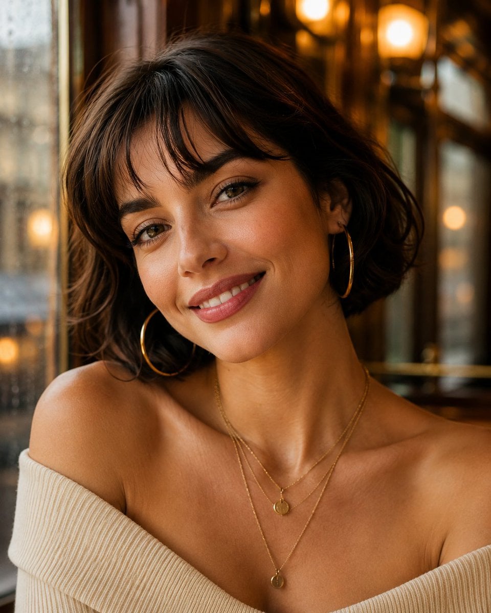 4:5...Create a beautiful young European woman with fair skin, expressive green e